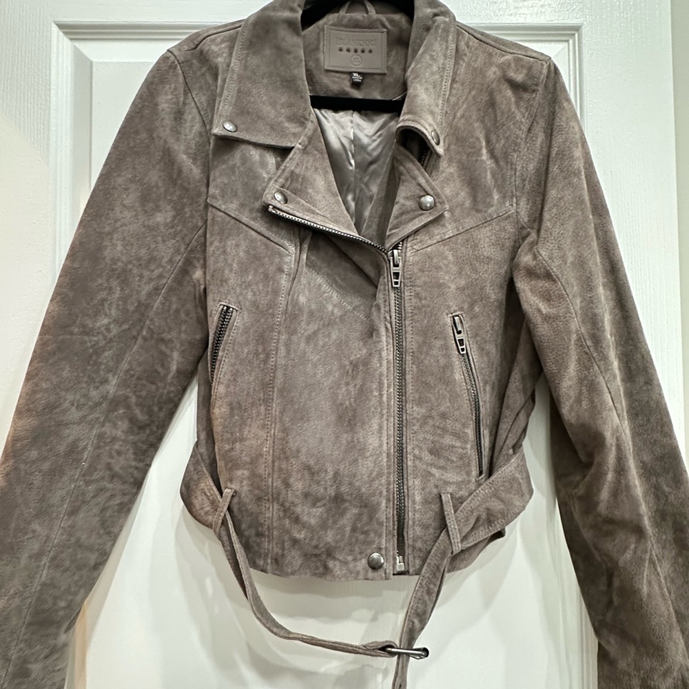 Suede Moto Jacket in Taupe by Blank NYC